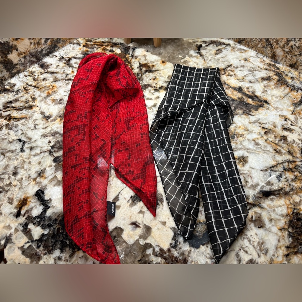 New York & Company Red and Black Patterned Scarves